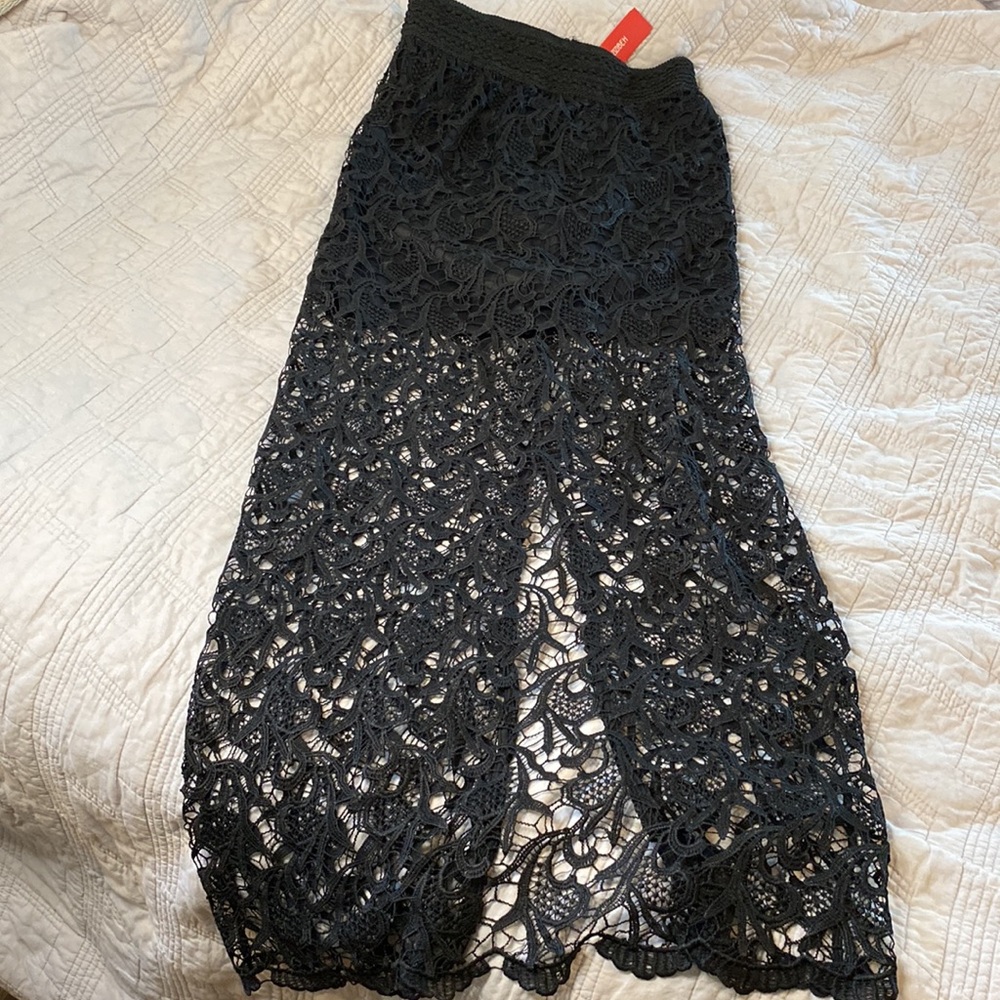 One Story Zizibeh crochet lace overlay long maxi skirt tall